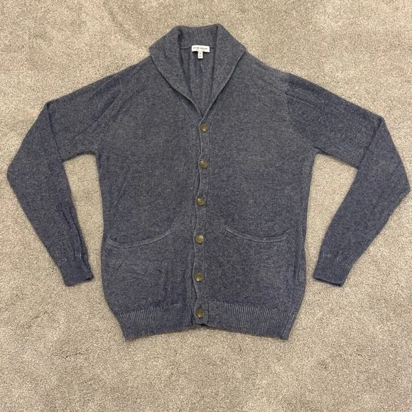 Peter Millar Crown Cotton Hemp Harbor Shawl Cardigan in Windo Blue Size Medium - Picture 3 of 12